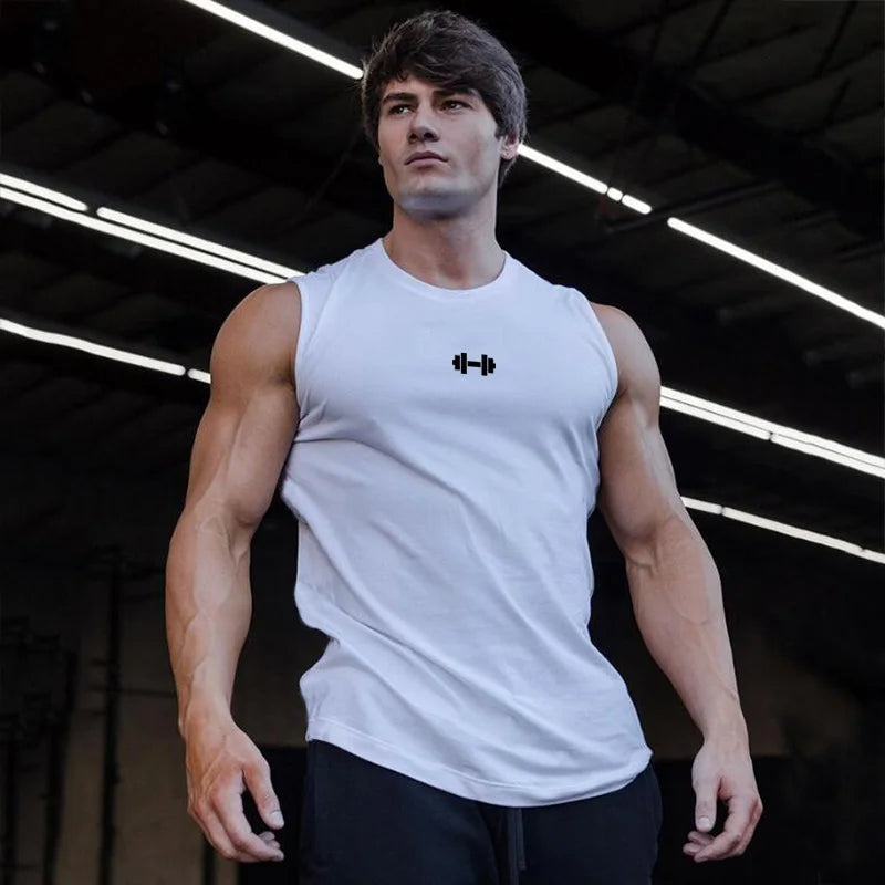 Men's Cotton Running Vests - Sleeveless Summer Workout Tank Tops for Gym and Bodybuilding Fitness, Breathable Muscle Clothing
