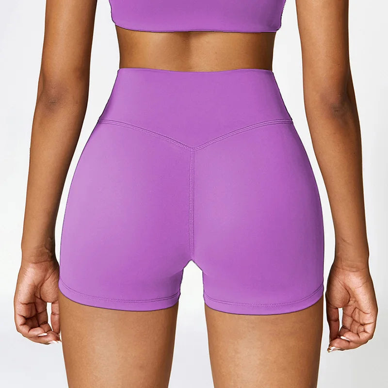 High-Waisted Women's Sports Yoga Shorts for Fitness, Running, and Cycling - Quick Dry and Breathable 3-Point Design