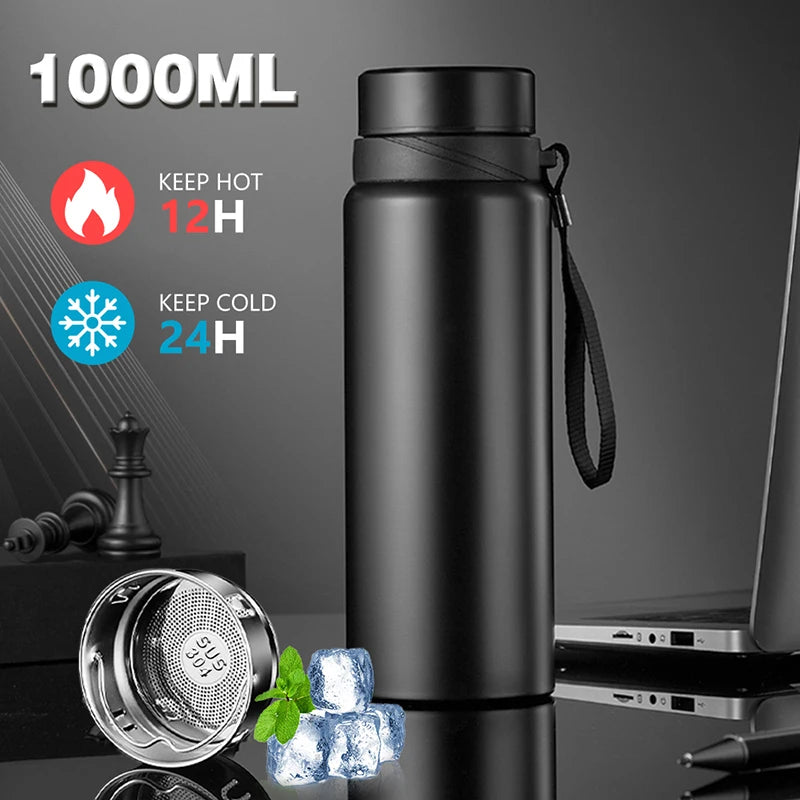 Stainless Steel Thermal Water Bottle with LED Temperature Display - 600/1000ML Vacuum Flask for Hot and Cold Beverages