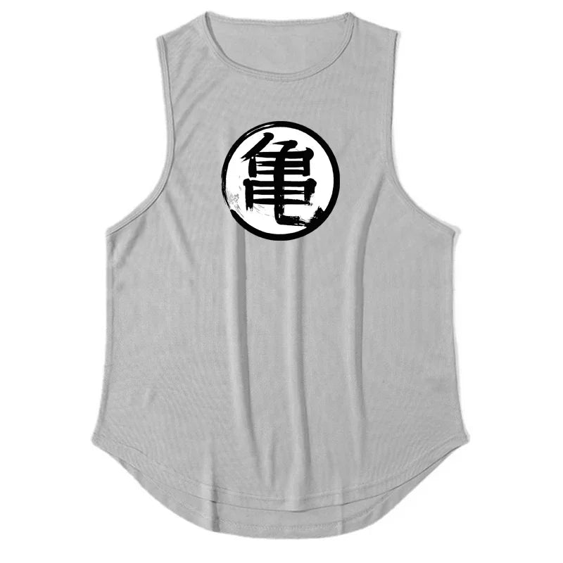 Japanese Anime Turtle Graphic Summer Fitness Tank Top for Men - Gym Workout Sleeveless Shirt and Loose Running Vest