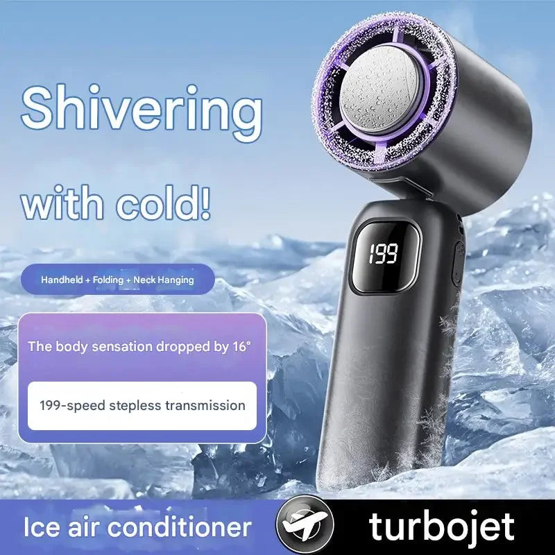 2025 Electric Fan Portable Turbo Fan Rechargeable Cooling Handheld Desktop Dual-Purpose Air Conditioner for Camping