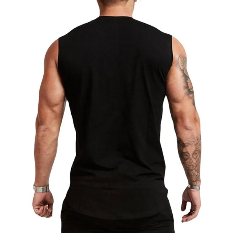 Men's Cotton Running Vests - Sleeveless Summer Workout Tank Tops for Gym and Bodybuilding Fitness, Breathable Muscle Clothing