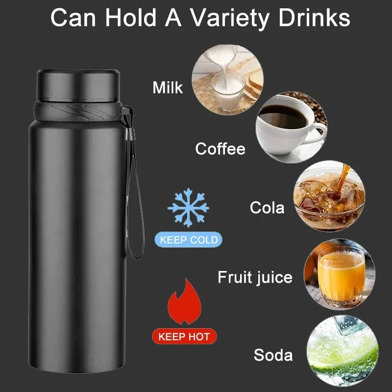 Stainless Steel Thermal Water Bottle with LED Temperature Display - 600/1000ML Vacuum Flask for Hot and Cold Beverages