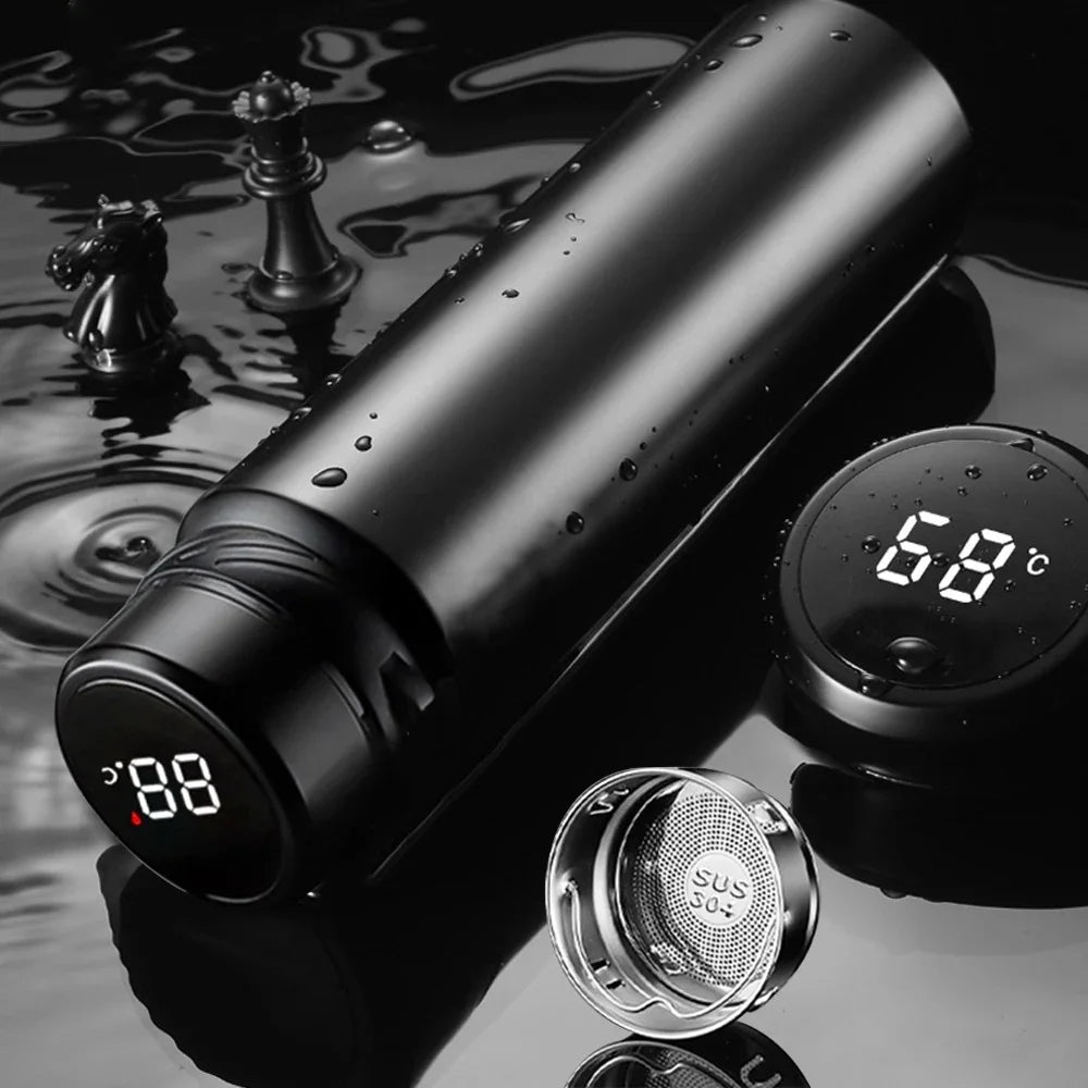 Stainless Steel Thermal Water Bottle with LED Temperature Display - 600/1000ML Vacuum Flask for Hot and Cold Beverages