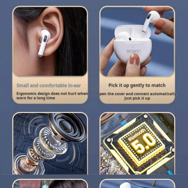 Earphone TWS 9D HIFI Headset Bluetooth Music Earbuds for Iphone Xiaomi IOS Android Wireless Pods Headphones with Mic Cable