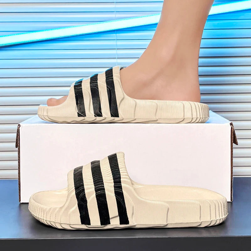 2025Summer New Refreshing Comfortable Casual High-Qualityevasuper Comfortable Three-Stripes High-Quality Couple'S Slippers