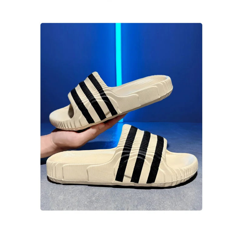 2025Summer New Refreshing Comfortable Casual High-Qualityevasuper Comfortable Three-Stripes High-Quality Couple'S Slippers