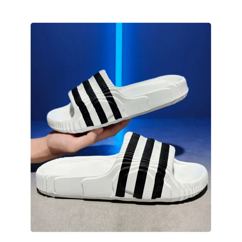 2025Summer New Refreshing Comfortable Casual High-Qualityevasuper Comfortable Three-Stripes High-Quality Couple'S Slippers