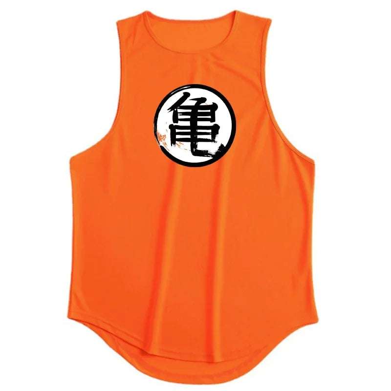 Japanese Anime Turtle Graphic Summer Fitness Tank Top for Men - Gym Workout Sleeveless Shirt and Loose Running Vest