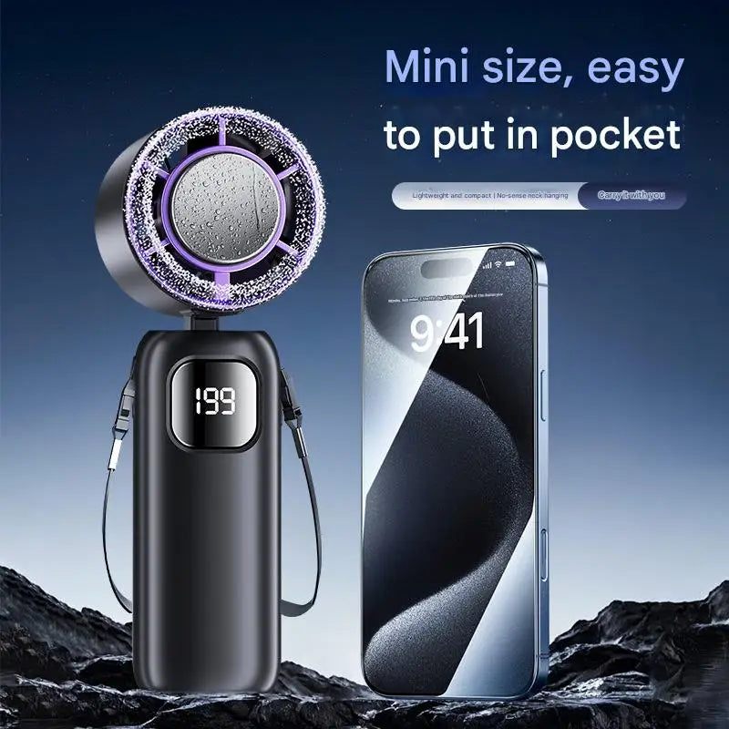2025 Electric Fan Portable Turbo Fan Rechargeable Cooling Handheld Desktop Dual-Purpose Air Conditioner for Camping