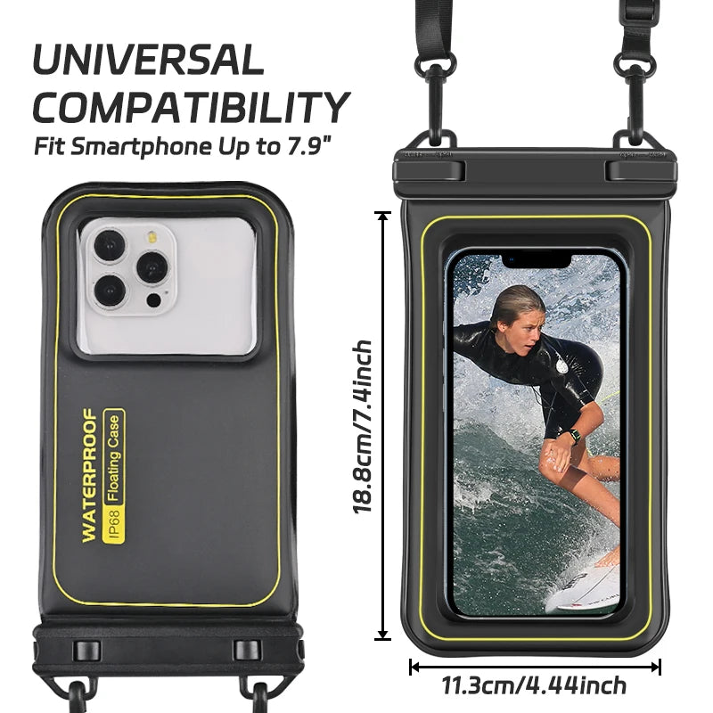 Enhanced Waterproof Phone Pouch for Universal Crossbody Use – Ideal for Swimming and Surfing, Compatible with iPhone, Samsung, Xiaomi, and Google Devices